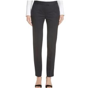 Lafayette 148 NWT Irving Straight Leg Stretch Wool Pants Black Size 0 Flat Front